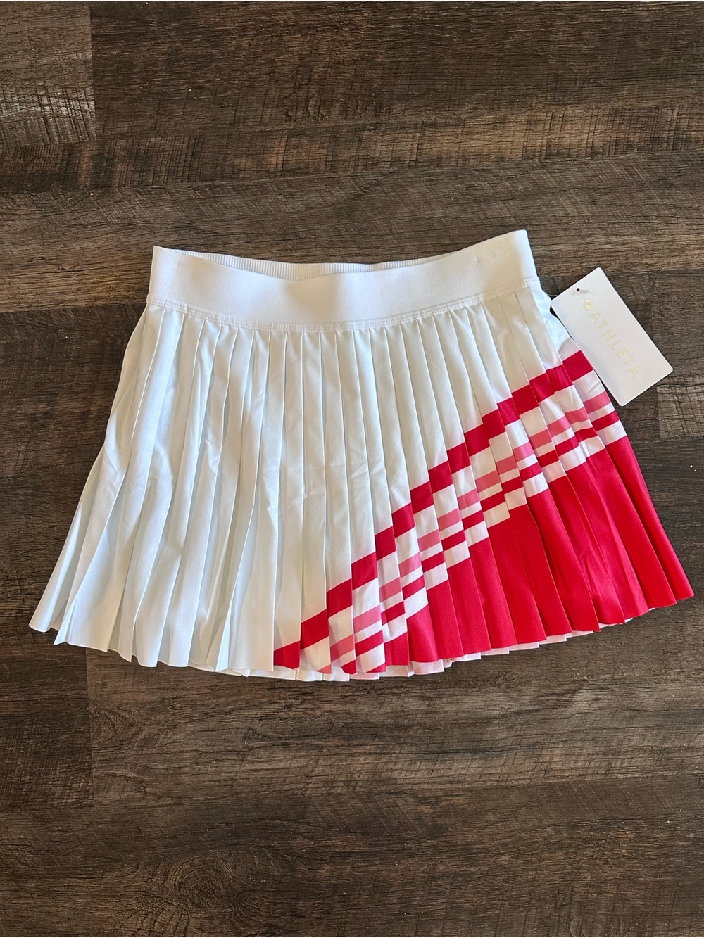Athleta White Pleated Skirt with Pink Accent
